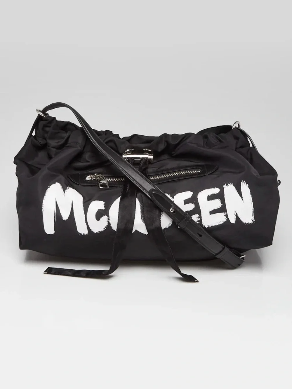 Alexander McQueen Black Graffiti Logo Drawstring Duffel